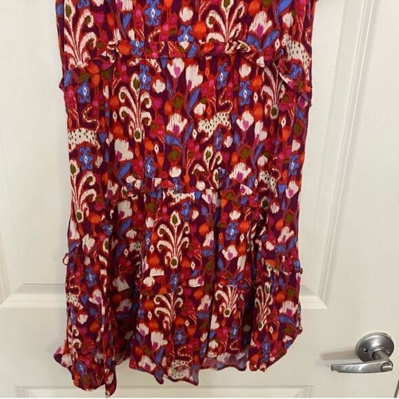 Anthropologie Robin Tiered Paisley Dress Women XS Mini V-Neck Boho Hippie Indie - Picture 7 of 16